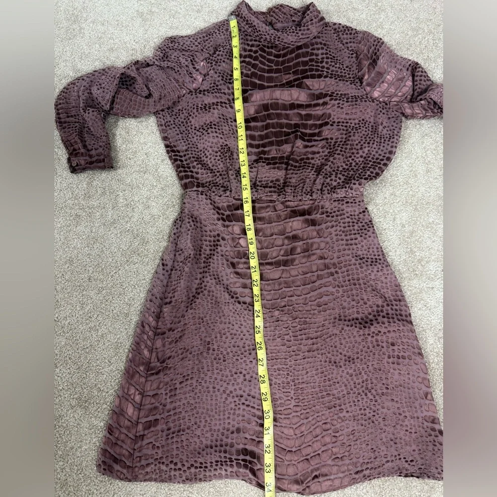 Reiss Emma Silk Velvet Burnout Snakeskin Mock Neck Long Sleeve‎ Dress Sz 4